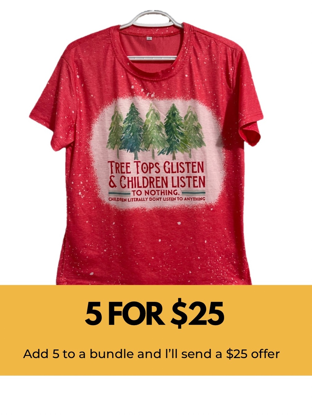 Christmas Theme Graphic Tee with Trees - Unbranded